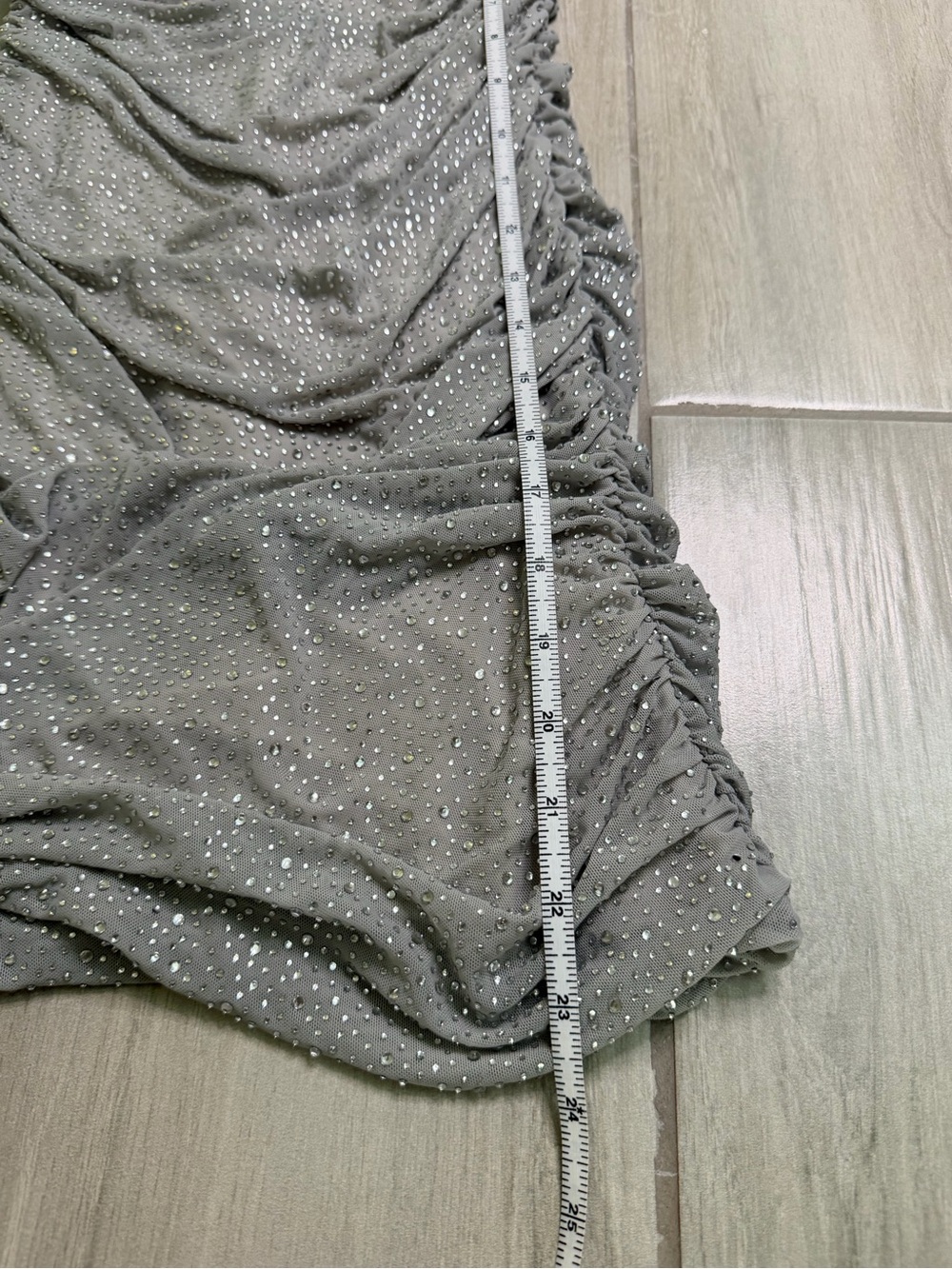 Oh Polly In the Spotlight Silver Sparkle Ruched Mini Dress - Picture 7 of 10